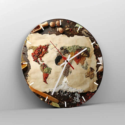 Reloj de pared - Reloj de vidrio - Todos los sabores del mundo - 30x30 cm