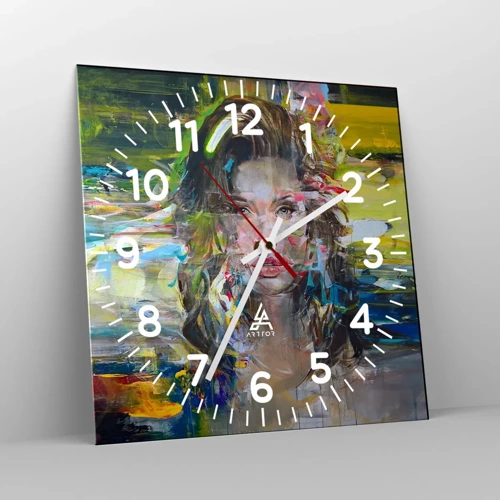 Reloj de pared - Reloj de vidrio - Tras el velo del aire - 40x40 cm