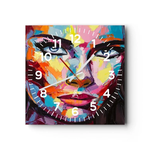 Reloj de pared - Reloj de vidrio - Un alma colorida también - 30x30 cm