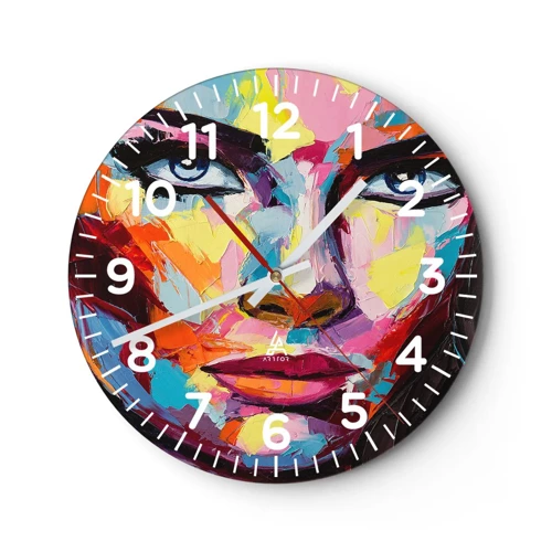 Reloj de pared - Reloj de vidrio - Un alma colorida también - 30x30 cm