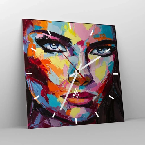 Reloj de pared - Reloj de vidrio - Un alma colorida también - 40x40 cm