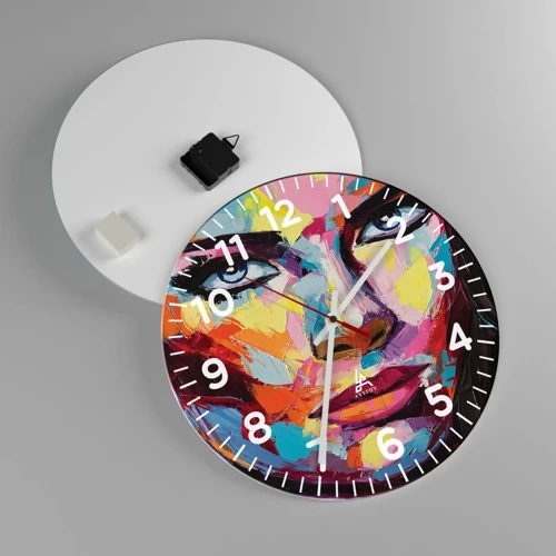 Reloj de pared - Reloj de vidrio - Un alma colorida también - 40x40 cm