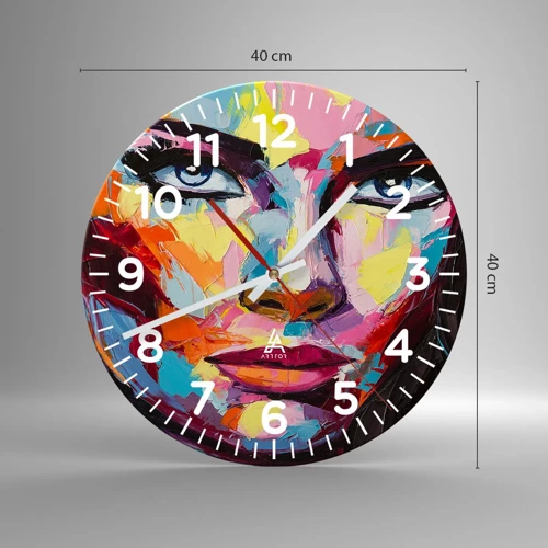 Reloj de pared - Reloj de vidrio - Un alma colorida también - 40x40 cm