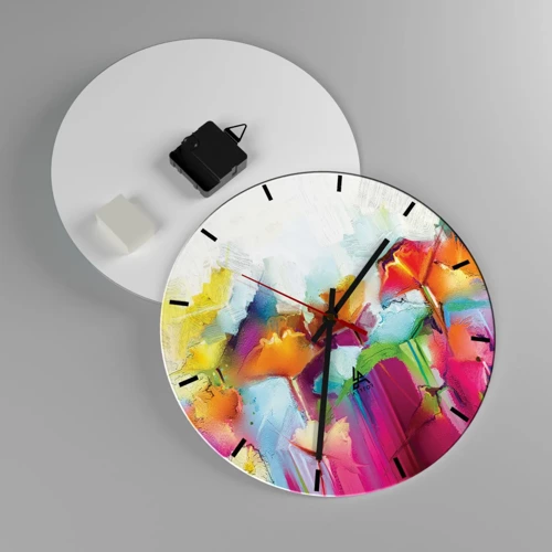 Reloj de pared - Reloj de vidrio - Un arco iris ha florecido - 30x30 cm