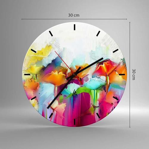 Reloj de pared - Reloj de vidrio - Un arco iris ha florecido - 30x30 cm