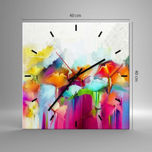 Reloj de pared - Reloj de vidrio - Un arco iris ha florecido - 40x40 cm