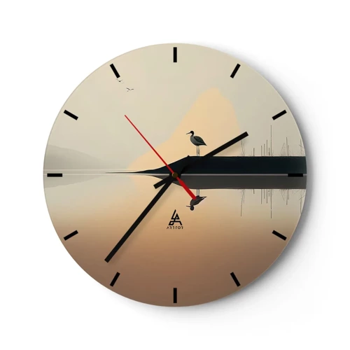Reloj de pared - Reloj de vidrio - Un caballero en el lago - 30x30 cm