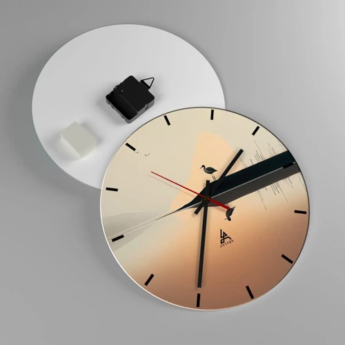 Reloj de pared - Reloj de vidrio - Un caballero en el lago - 30x30 cm