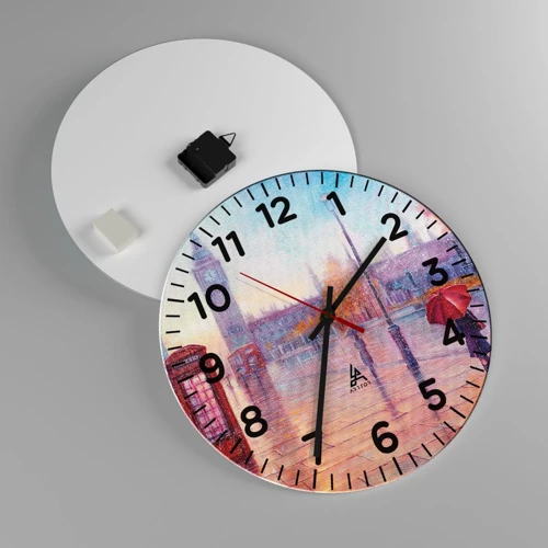 Reloj de pared - Reloj de vidrio - Un día de otoño en Londres - 40x40 cm