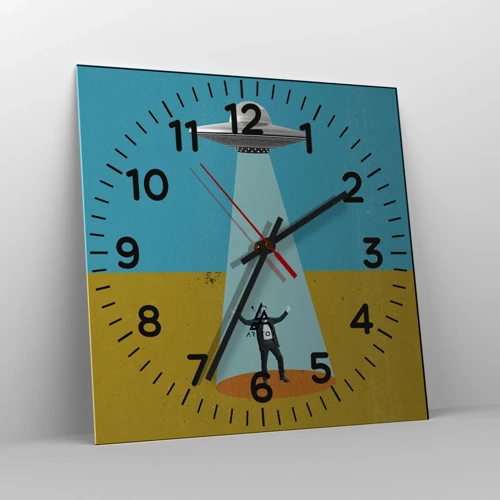 Reloj de pared - Reloj de vidrio - Un encuentro cercano - 30x30 cm