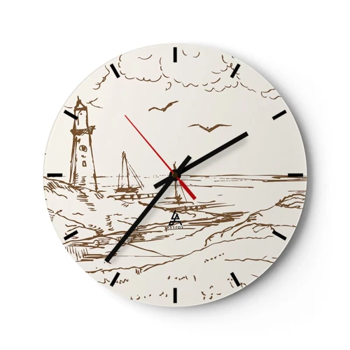 Reloj de pared - Reloj de vidrio - Un esbozo de un recuerdo de verano - 30x30 cm