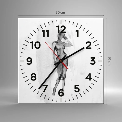 Reloj de pared - Reloj de vidrio - Un estudio sobre el ideal de feminidad - 30x30 cm