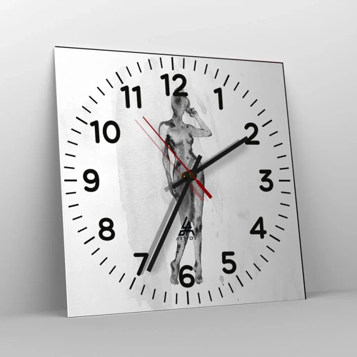 Reloj de pared - Reloj de vidrio - Un estudio sobre el ideal de feminidad - 30x30 cm