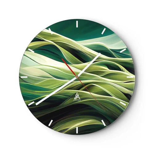 Reloj de pared - Reloj de vidrio - Un juego abstracto de color verde - 40x40 cm