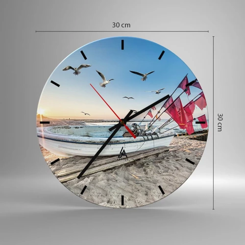 Reloj de pared - Reloj de vidrio - Un merecido descanso - 30x30 cm