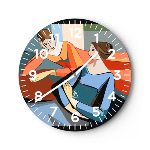 Reloj de pared - Reloj de vidrio - Un momento de confidencias - 40x40 cm