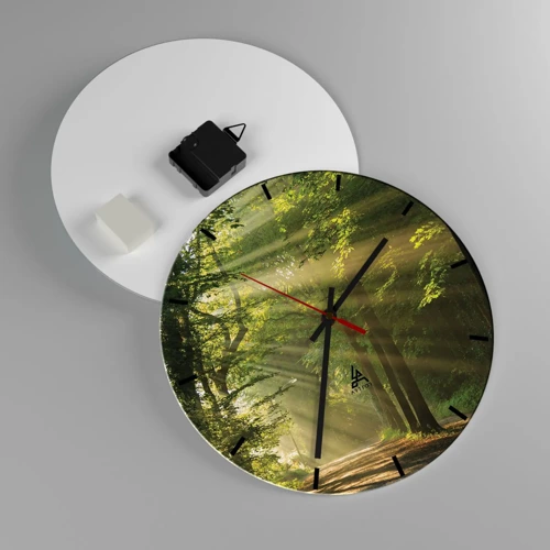 Reloj de pared - Reloj de vidrio - Un momento en el bosque - 30x30 cm