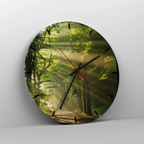Reloj de pared - Reloj de vidrio - Un momento en el bosque - 30x30 cm