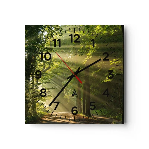 Reloj de pared - Reloj de vidrio - Un momento en el bosque - 40x40 cm