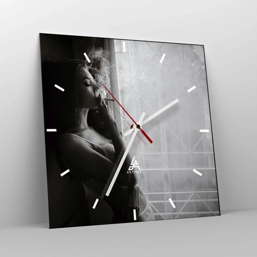 Reloj de pared - Reloj de vidrio - Un momento sensual - 30x30 cm