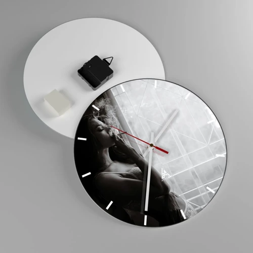 Reloj de pared - Reloj de vidrio - Un momento sensual - 30x30 cm