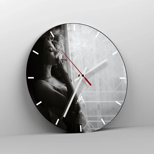 Reloj de pared - Reloj de vidrio - Un momento sensual - 30x30 cm