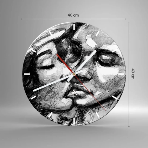 Reloj de pared - Reloj de vidrio - Un momento tierno - 40x40 cm
