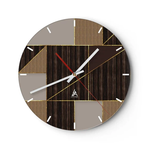 Reloj de pared - Reloj de vidrio - Un mosaico de marrones y dorados - 30x30 cm