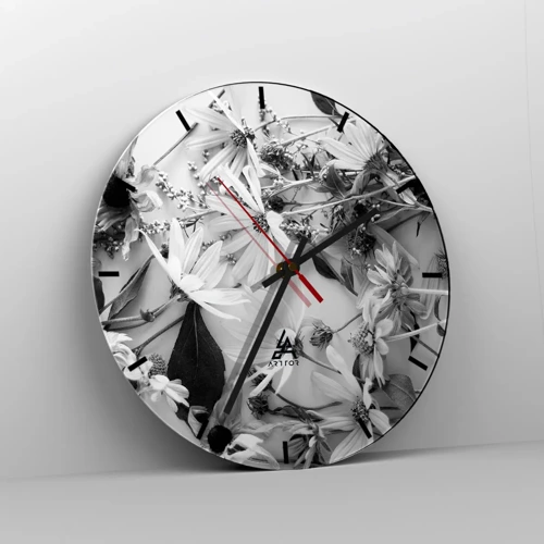 Reloj de pared - Reloj de vidrio - Un no ramo de flores - 30x30 cm