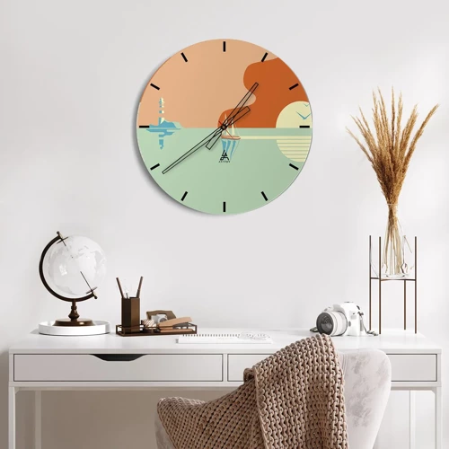 Reloj de pared - Reloj de vidrio - Un paisaje marino perfecto - 40x40 cm