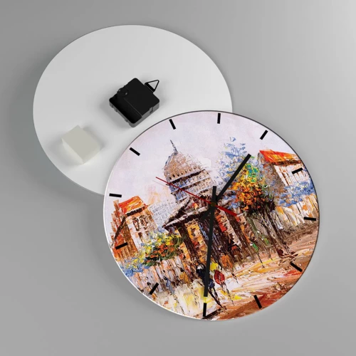 Reloj de pared - Reloj de vidrio - Un paseo parisino - 30x30 cm