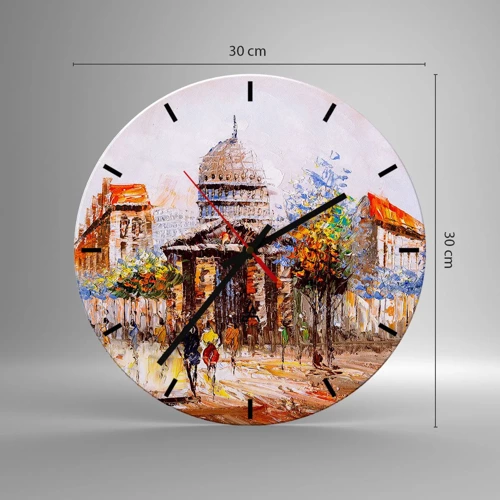 Reloj de pared - Reloj de vidrio - Un paseo parisino - 30x30 cm