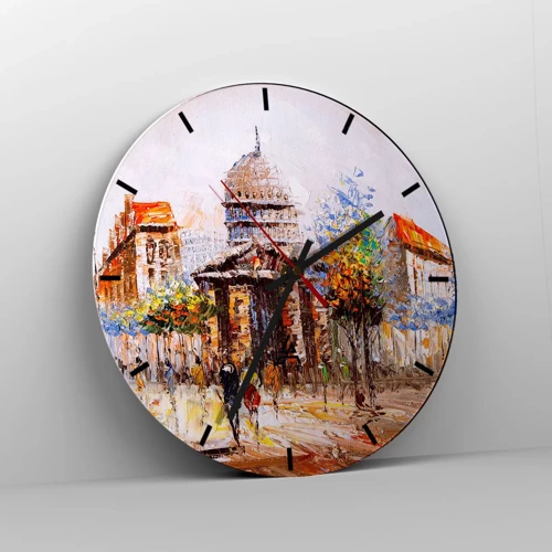 Reloj de pared - Reloj de vidrio - Un paseo parisino - 30x30 cm