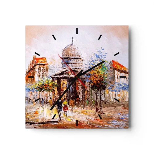 Reloj de pared - Reloj de vidrio - Un paseo parisino - 40x40 cm