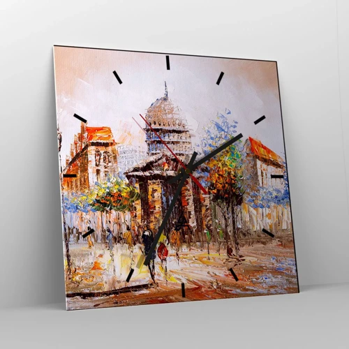 Reloj de pared - Reloj de vidrio - Un paseo parisino - 40x40 cm