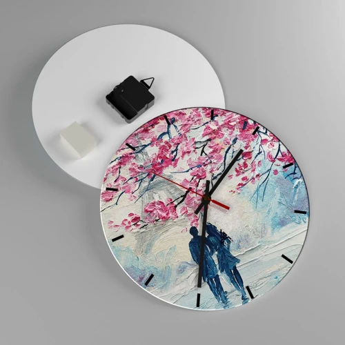 Reloj de pared - Reloj de vidrio - Un paseo romántico - 30x30 cm