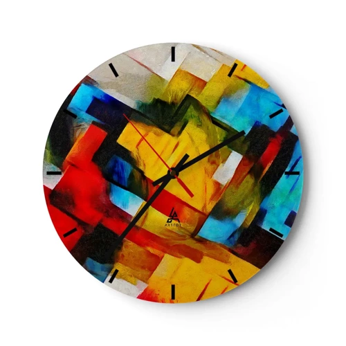 Reloj de pared - Reloj de vidrio - Un popurrí multicolor - 30x30 cm