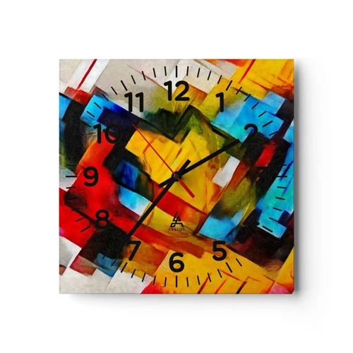 Reloj de pared - Reloj de vidrio - Un popurrí multicolor - 30x30 cm