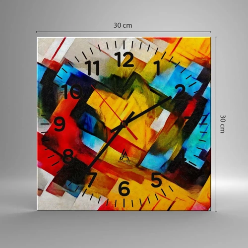 Reloj de pared - Reloj de vidrio - Un popurrí multicolor - 30x30 cm