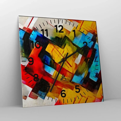 Reloj de pared - Reloj de vidrio - Un popurrí multicolor - 30x30 cm