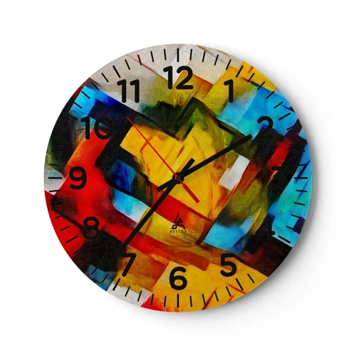 Reloj de pared - Reloj de vidrio - Un popurrí multicolor - 30x30 cm