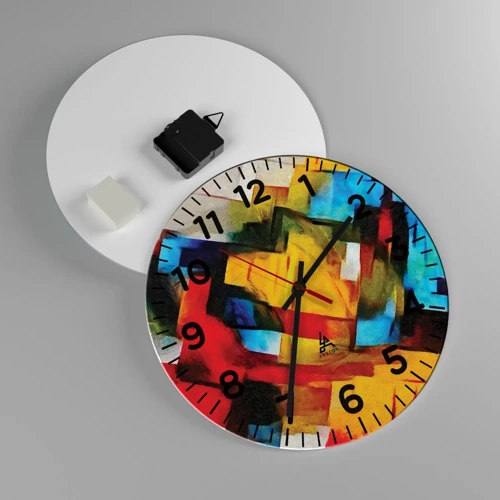 Reloj de pared - Reloj de vidrio - Un popurrí multicolor - 30x30 cm