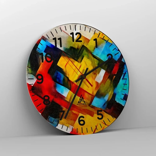 Reloj de pared - Reloj de vidrio - Un popurrí multicolor - 30x30 cm