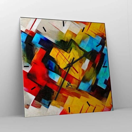 Reloj de pared - Reloj de vidrio - Un popurrí multicolor - 40x40 cm