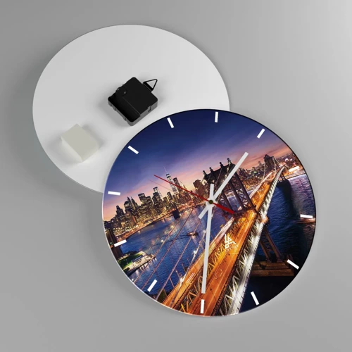 Reloj de pared - Reloj de vidrio - Un puente luminoso hacia el corazón de la ciudad - 30x30 cm