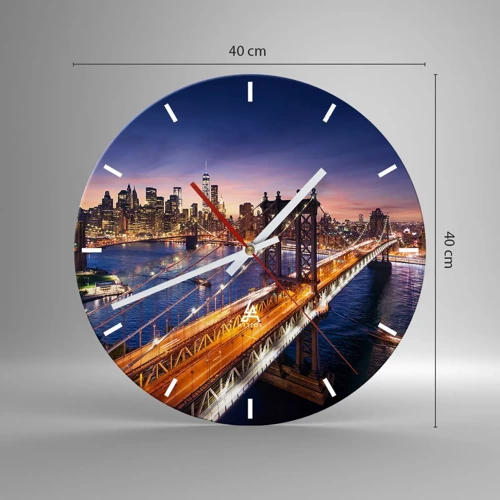 Reloj de pared - Reloj de vidrio - Un puente luminoso hacia el corazón de la ciudad - 40x40 cm