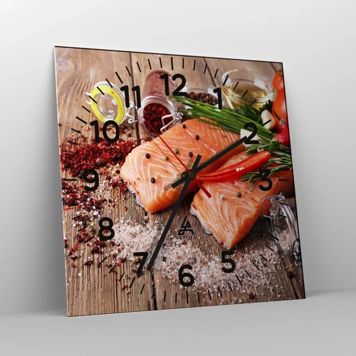 Reloj de pared - Reloj de vidrio - Una aventura noruega en la cocina - 30x30 cm