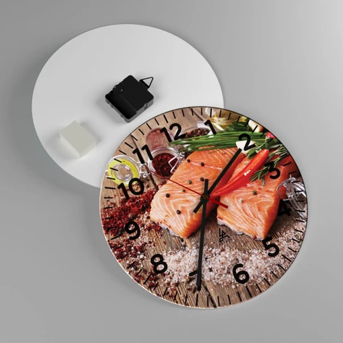 Reloj de pared - Reloj de vidrio - Una aventura noruega en la cocina - 30x30 cm