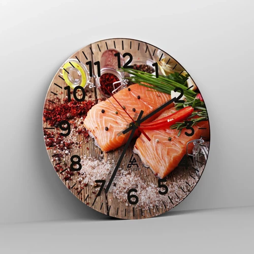 Reloj de pared - Reloj de vidrio - Una aventura noruega en la cocina - 30x30 cm