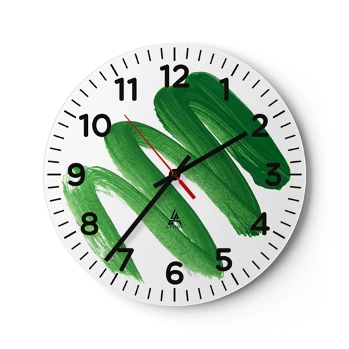 Reloj de pared - Reloj de vidrio - Una broma verde - 30x30 cm